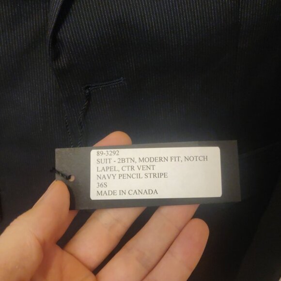 Simon Spurr 36S/30 modern slim skinny fit navy stripe 100% virgin wool bemberg - Picture 6 of 12